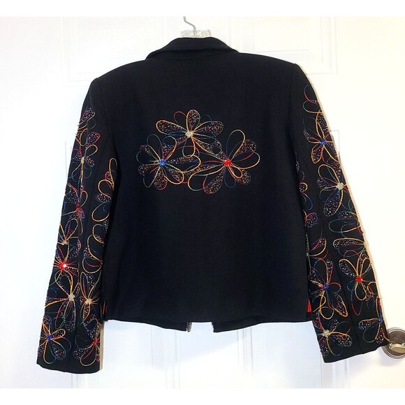 Vintage Jacket Blazer Wearable Art Artsy Beaded Embroidered Boho Womens S Lined - Picture 4 of 16